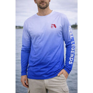 Reel‎ Legends Reel-Tec Performance Fishing Shirt Mens Medium Blue Long Sleeve